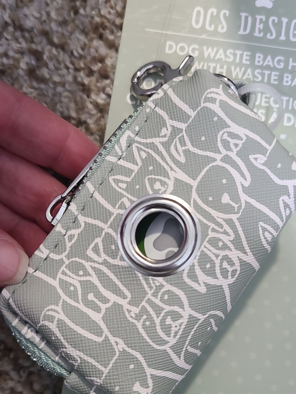 OCS Designs Mint Green Dog Waste Bag Holder with Clip - Picture 4 of 6